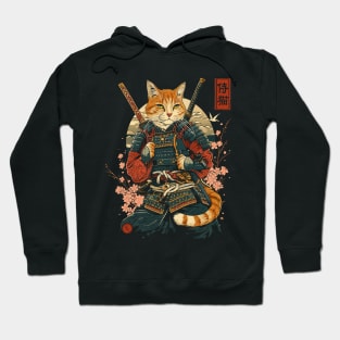 Samurai Cat, Japanese Cat Art Aesthetic, Cat Lover Hoodie